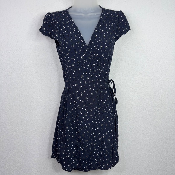 Brandy Melville Dresses & Skirts - Brandy Melville Wrap Dress Womens 2 Blue Floral Summer‎ Italy Romantic Coquette